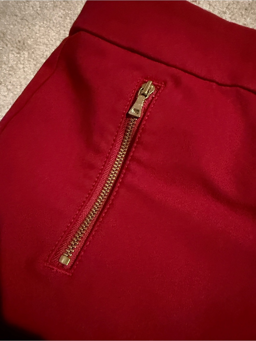 LOFT Julie Skinny Pants in Deep Red with Front Pocket Zippers - Picture 5 of 10
